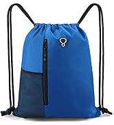 Drawstring Backpack Sports Gym Bag for Women Men Children Large Size with Zipper and Water Bottle...