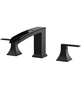 FORIOUS Waterfall Black Bathtub Faucet Set 3 Hole, 2 Handle Deck Mount Roman Tub Faucet Widesprea...