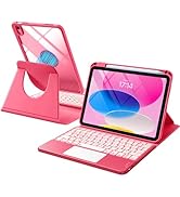 Harvopu for iPad 10th/11th Generation A16 Case with Keyboard, 360 Rotation Detachable Cover with ...