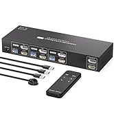 PVBCTCSID HDMI+Displayport KVM Switch 2 Monitors 3 Computers 4K@60Hz KVM Switch Dual Monitor DP K...