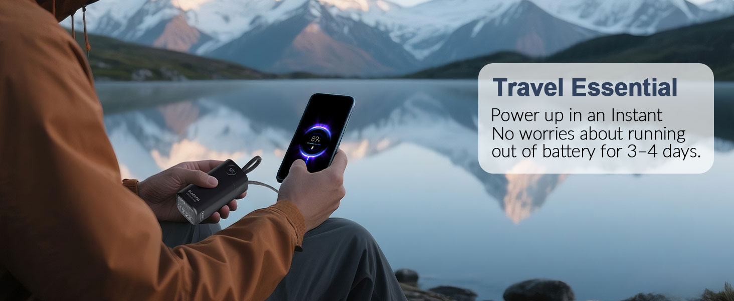 Travel essential, power up in an instant. No worries about running out of battery for 3–4 days.