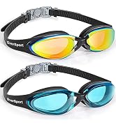 EverSport Adult Swim Goggles 2 Pack, Anti Fog Wide View Swimming Goggles for Women Men Youth No Leak