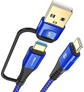 2 in 1 USB A/C to USB-C Cable 6.6FT PD 100w MacBook iPad Pro/Air Charger Nylon Braid Cord for iPa...