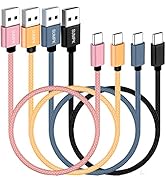 SUMPK USB C Cable 1.5FT 3 Packs, 18W Short Type C Cord Fast Charge USB 2.0 Data Braided Compatibi...