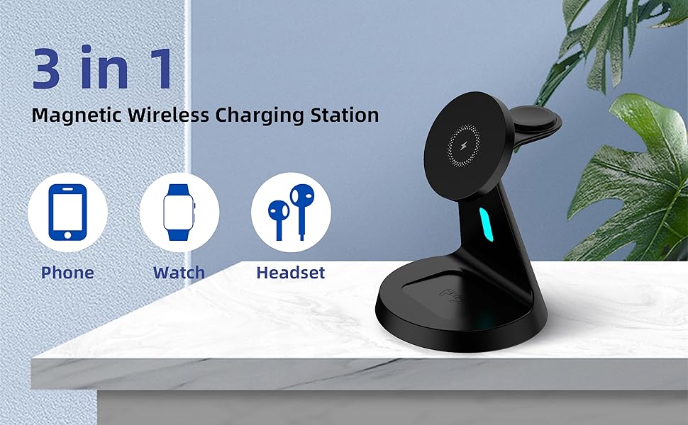 3 in 1 magnetic wireless charging station