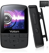 YOTON MP3 Player with Bluetooth 5.2, 64GB, HiFi-Music, with Sports Clip and Independent Volume Bo...