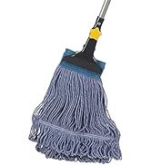 Yocada Looped-End String Wet Mop Heavy Duty Cotton Mop Commercial Industrial Grade Telescopic Iro...