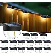 btfarm 16 Pack Solar Fence Lights Outdoor Waterproof LED, Retro Deck Lights Solar Powered, Solar ...