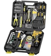 POWKITS Drill Tool Set: 12V Cordless Power Drill Tool Box, Yellow