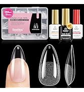 Beetles Gel Nail Kit Etch-X, Medium Almond, 288pcs 12 Sizes Nail tips, 3Pcs 15ml HEMA-Free Nail G...