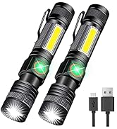 Flashlight USB Rechargeable, Magnetic LED Flashlight, Super Bright Tactical Flashlight with Cob S...