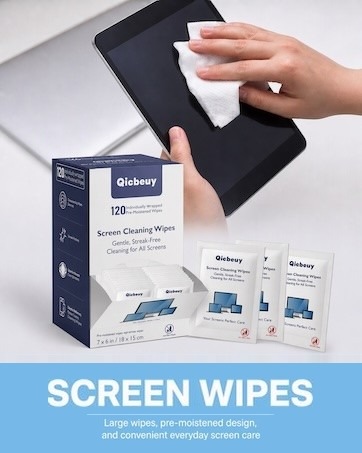 Large wipes, pre-moistened design, and convenient everyday screen care