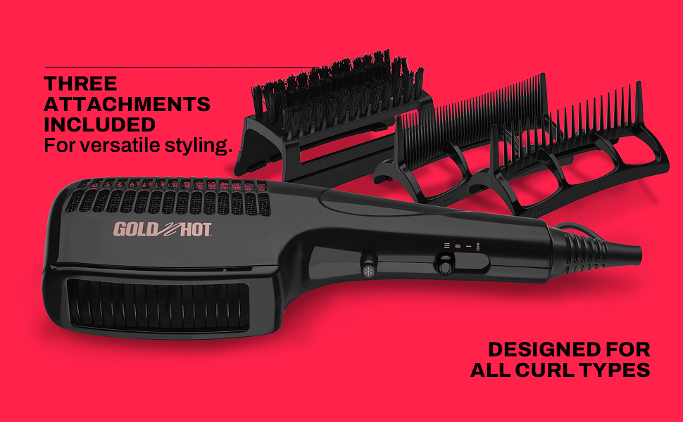 three attachments included, designed for all curl types
