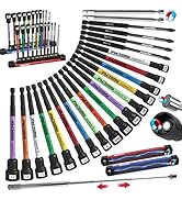 22-Piece Magnetic Extra Long Nut Driver Set, SAE (9/16"-1/4") &amp; Metric (8-15mm), 6" Impact Nut Dr...