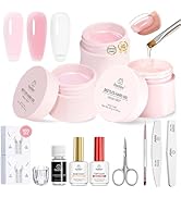 Beetles Hard Gel for Nails HEMA-FREE,3 Colors Clear Soft Nude Pink Builder Hard Gel &amp; Nail Forms ...
