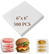 500pcs Hamburger Patty Paper, Square 6 x 6 Inch Patty Paper Non-Stick White Parchment Paper Food ...