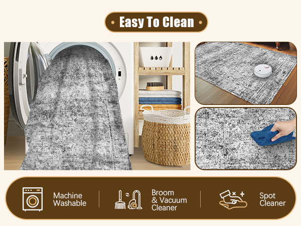 HIRUG Washable Area Rug