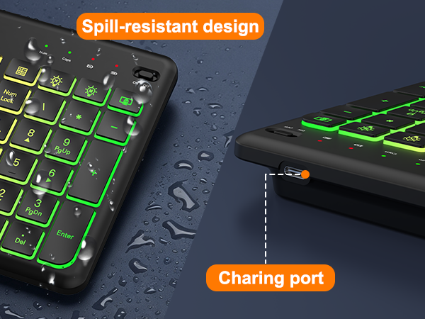 Wireless Keyboard and Mouse Combo -10 Colored Backlits, Phone Holder | Rechargeable
