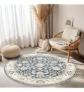 WITSHOCK Boho Round Rug, 4Ft Soft Bedroom Area Rug Oriental Distressed Washable Entryway Foyer Th...