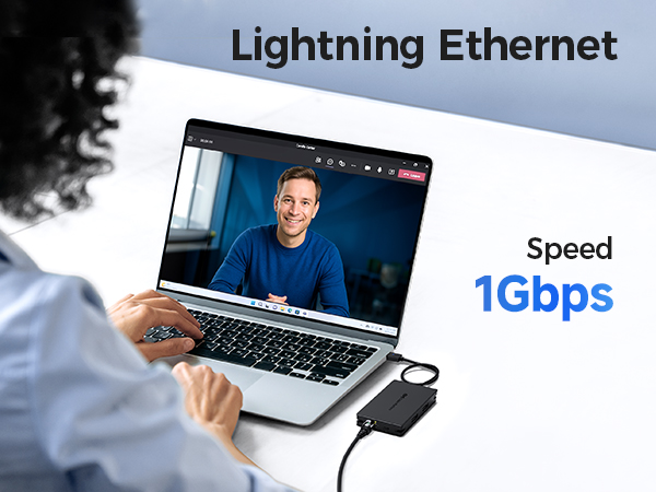Powered USB C Dock with Gigabit Ethernet and Dual HDMI for Seamless Video
