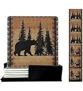 Marble Coasters Square Leather Drinks Coaster Set with Holder for Coffee Table Bar Home Decor 4 I...