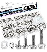 mxuteuk 300PCS #8#10 Self Tapping Screws for Metal,410 Stainless Steel Self Drilling Screws,Hex W...