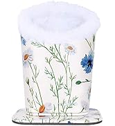 MOSISO Eyeglasses Holder, Plush Lined PU Leather Pattern Stand Case with Magnetic Base, Daisy