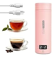 Rzlinn Pink Portable Electric Kettle forTravel, Small Hot Water Kettle with NTC Temperature Contr...