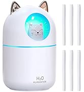Small Humidifier Cute Portable Cool Mist Humidifier with 6 Pcs Humidifier Sticks 7 Color Night Li...