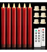 NURADA Flameless Taper Candles: 10 Inch Real Wax Warm 3D Wick LED Battery Operated Fake Candle wi...