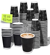 MOUMOULIFE Disposable Coffee Cups 12 oz, 50-Pack Corrugated Insulated Paper Cups for Hot and Cold...