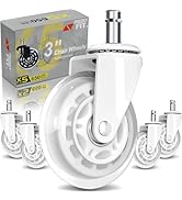 Office Chair Wheels for Casters Replacement - 3" Rubber Wheels for Computer Gaming Desk Caster Sm...