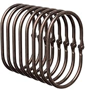 Bathway Shower Curtain Rings, Shower Curtain Hooks Bronze Curtain Rings 12 Pcs Anti-Drop Shower R...