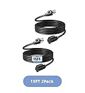 DEWENWILS Extension Cord 15ft, 14/3 SJTW Weatherproof Power Cable for Indoor Outdoor Use, 3 Prong...