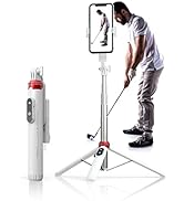 62" Phone Tripod &amp; Selfie Stick for Golf Training, Extendable Cell Phone Tripod Stand with Wirele...