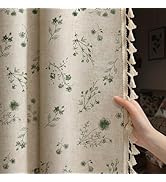 XOGUIBO Boho Floral Spring 100% Blackout Curtains 84 Inch Length 2 Panels Set, Linen Texture Farm...