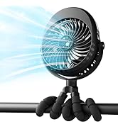 4000mAh Portable Stroller Fan with Mist, Rechargeable Clip-On Misting Cooling Fan with Water Spra...