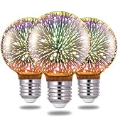 Porseme 3D Fireworks Decorative Light Bulb, E26 Base, 4W, AC100-240V, Glass Bulbs with Soft Warm ...