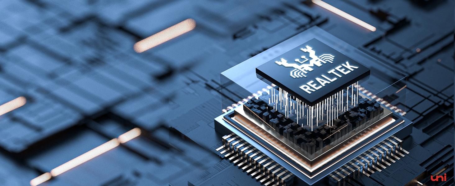 Close-up of a computer microchip on a circuit board. The chip has 'RISC-V' printed on it, surrounded by intricate circuitry and other electronic components.
