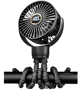KIDEE Mini Stroller Fan, Portable Baby Fan Battery Operated, LED Display with 3 Speeds, Small Cli...