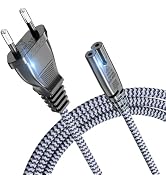 European Power Cord, Goalfish EU 2- Slot Power Cable Europlug (IEC-320-C7 to CEE 7/16) Nylon Brai...