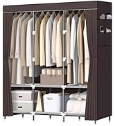 LOKEME Wardrobe Closet,Portable Closet for Bedroom Steel Pipe Diameter 19mm Strong and Sturdy Cof...