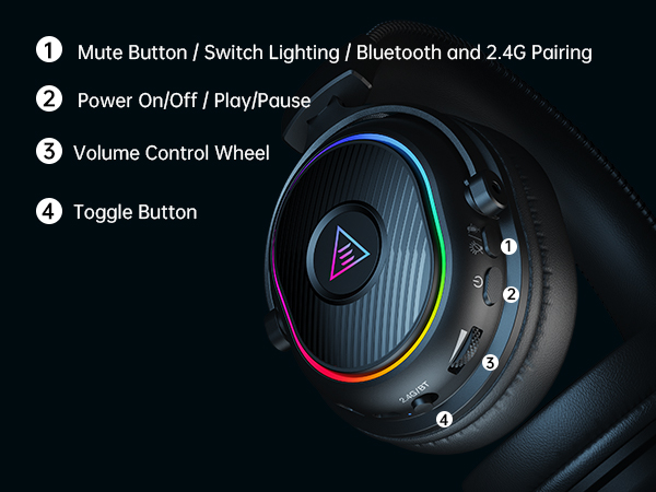 over the ear headphones Button Controls