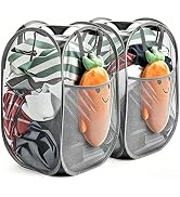 HOUSE AGAIN 2 Pcs Pop Up Laundry Hamper, Strong Mesh Laundry Baskets Collapsible, Hamper with Han...