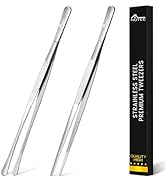 Hotec Kitchen Tweezers Stainless Steel Fine Kitchen Tongs for Cooking, Extra-Long Kitchen Tweezer...