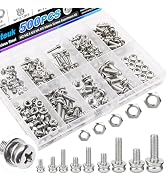 mxuteuk 500PCS Nut and Bolt Assortment Kit,M2 M2.5 M3 M4 M5 Machine Screws,304 Stainless Steel Sm...