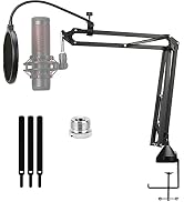 Quadcast S Boom Arm - Upgraded Mic Stand with Mic Cover, Professional Adjustable Scissor Boom Arm...