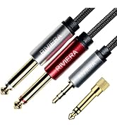 RIVIERA 10FT/3.0M Audio Cable 3.5mm 1/8" TRS to Dual 6.35mm 1/4" TS Braided Sheilded Copper Wire ...