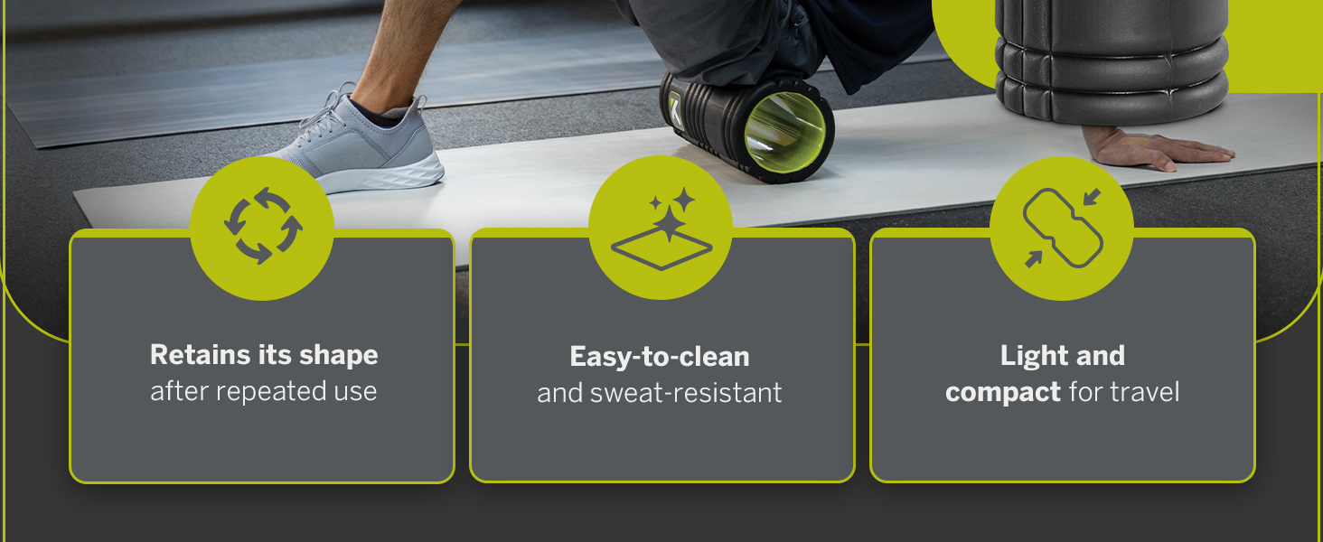 Retains shape after use; Easy-to-clean and sweat-resistant; Light and compact for travel