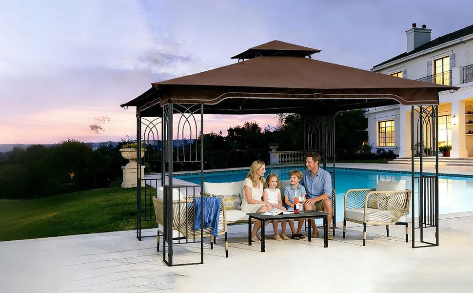 Regency Gazebo w/Maroon canopy (10X12 Ft)